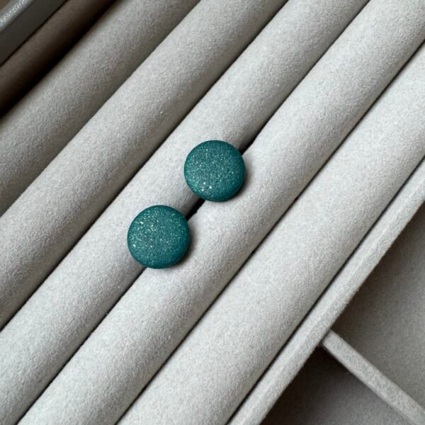 Auskarai Taškučiai - Smaragdo su blizgučiu