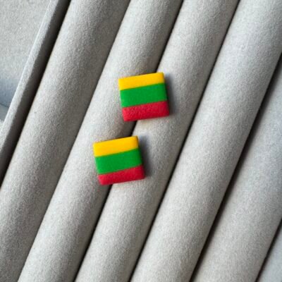 Auskarai Trispalviai Kvadračiukai