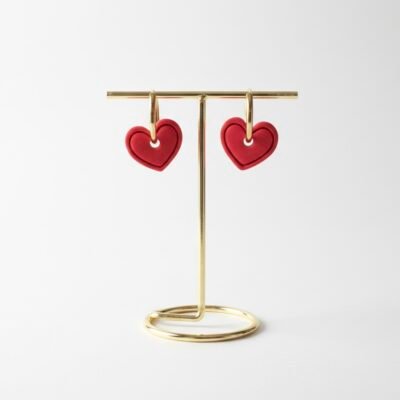 Auskarai Įspaustos Širdelės Ant Rinkučių